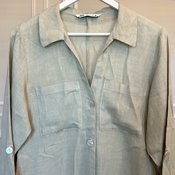 NWOT ZARA TUNIC LINEN DRESS SIZE S OVERSIZED - Picture 11 of 17